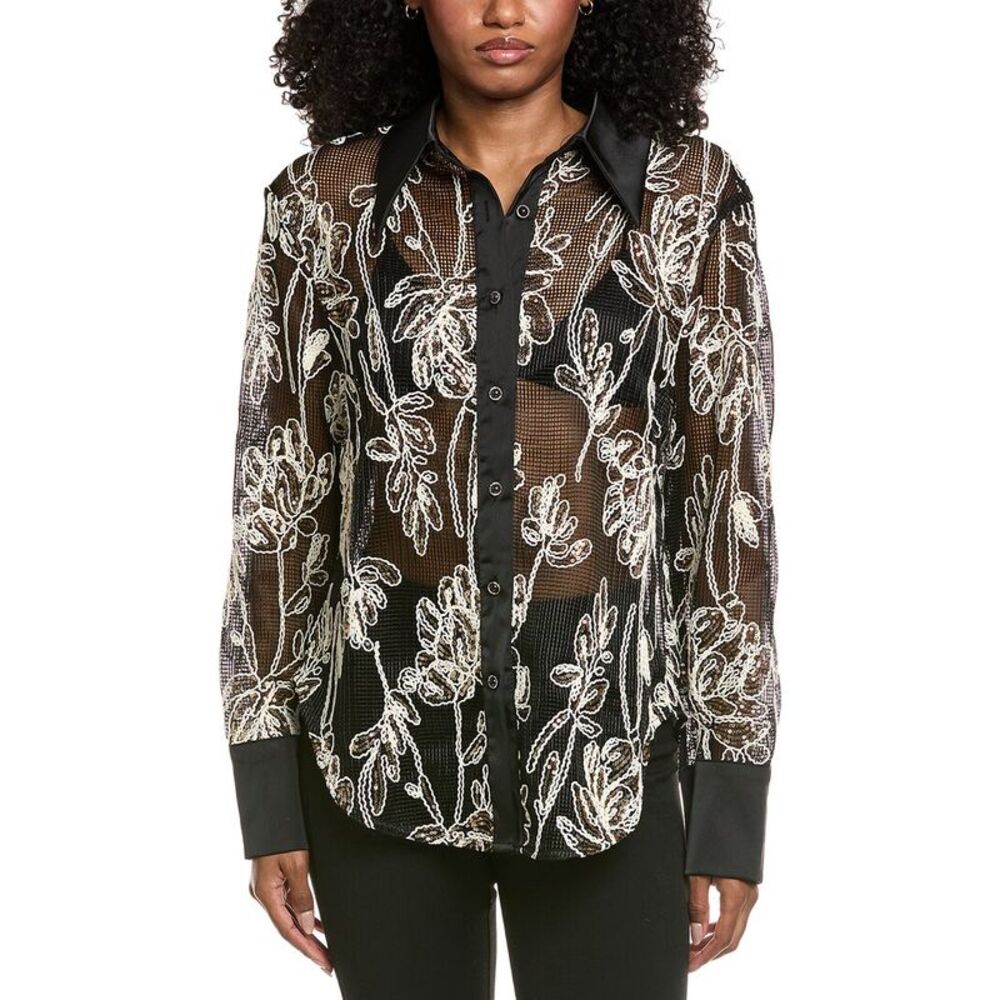 Beulah Womens  Mesh Blouson Top, Black
